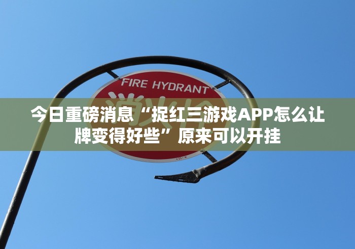 今日重磅消息“捉红三游戏APP怎么让牌变得好些”原来可以开挂